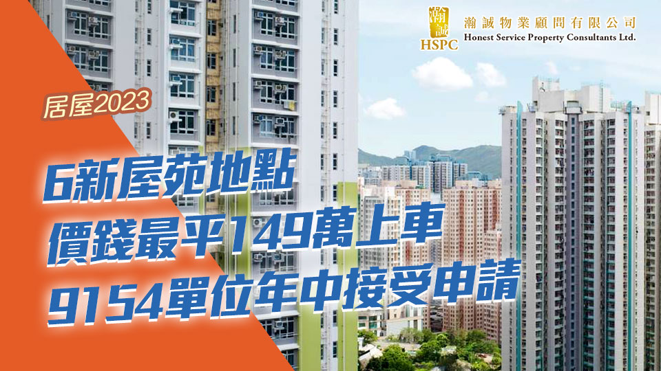 居屋2023｜6新屋苑地點/價錢最平149萬上車 9154單位年中接受申請